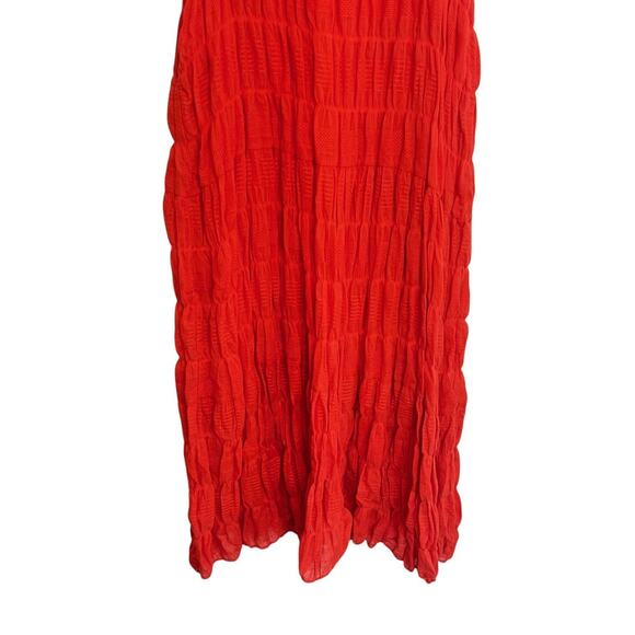 Max Studio Womens Dress XL Orange Red Crinkle Textured Sleeveless Lined Maxi - Picture 4 of 9